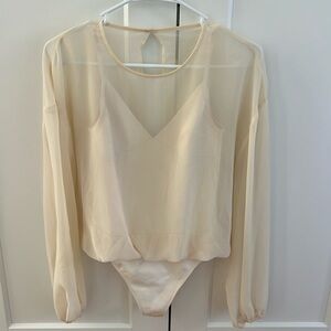 Sheer Wilfred Long Sleeve Crème Bodysuit